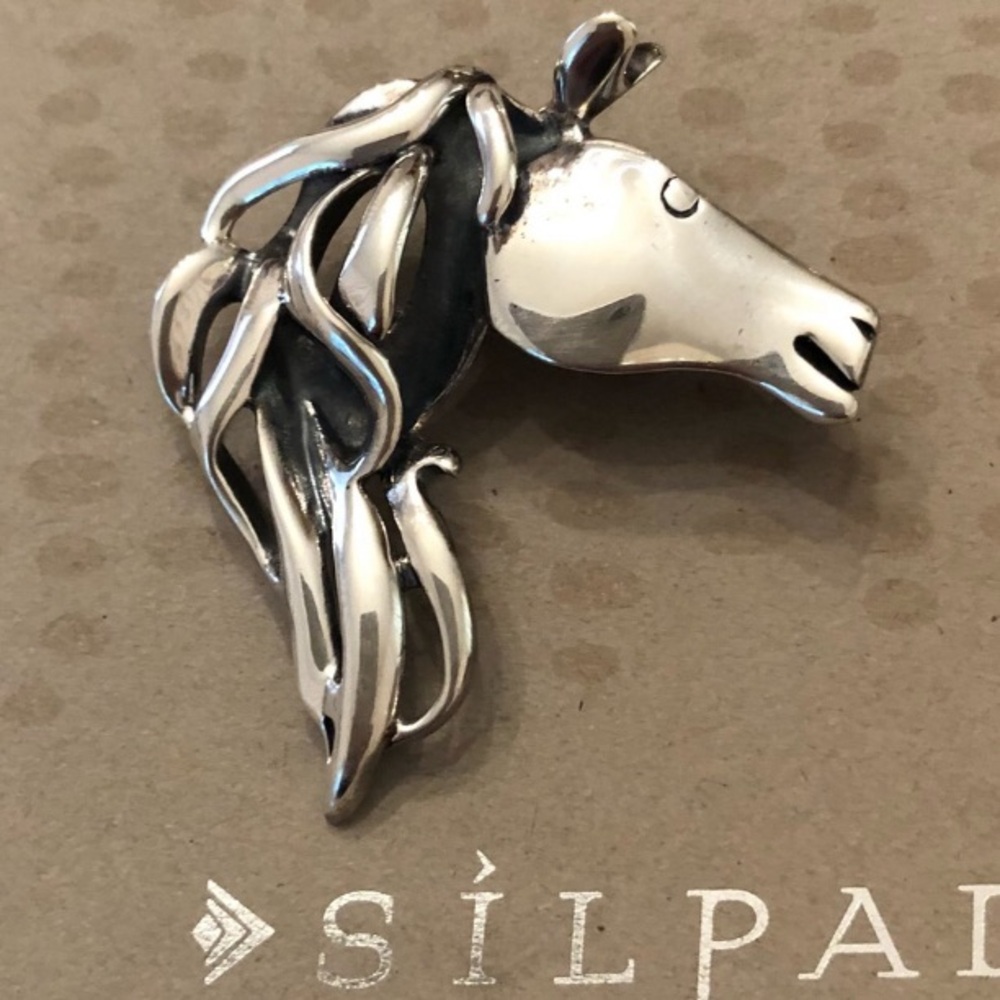 Vintage Silpada Sterling Silver Horse Head Equestrian Pin/Pendant I0653 - Picture 7 of 11